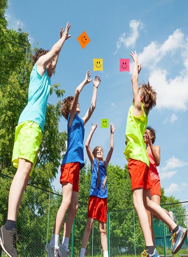 JarThenaAMCS 12Pcs Neon Happy Face Bean Bags Green Pink Yellow Orange Cornhole Game Bags for Party Gathering Game Supplies - Image 4