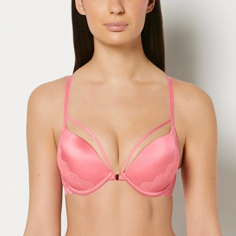 لا سينزا La Senza Up 2 Cup Plunge Bra With Exquisite Lace In Pink Lemonade