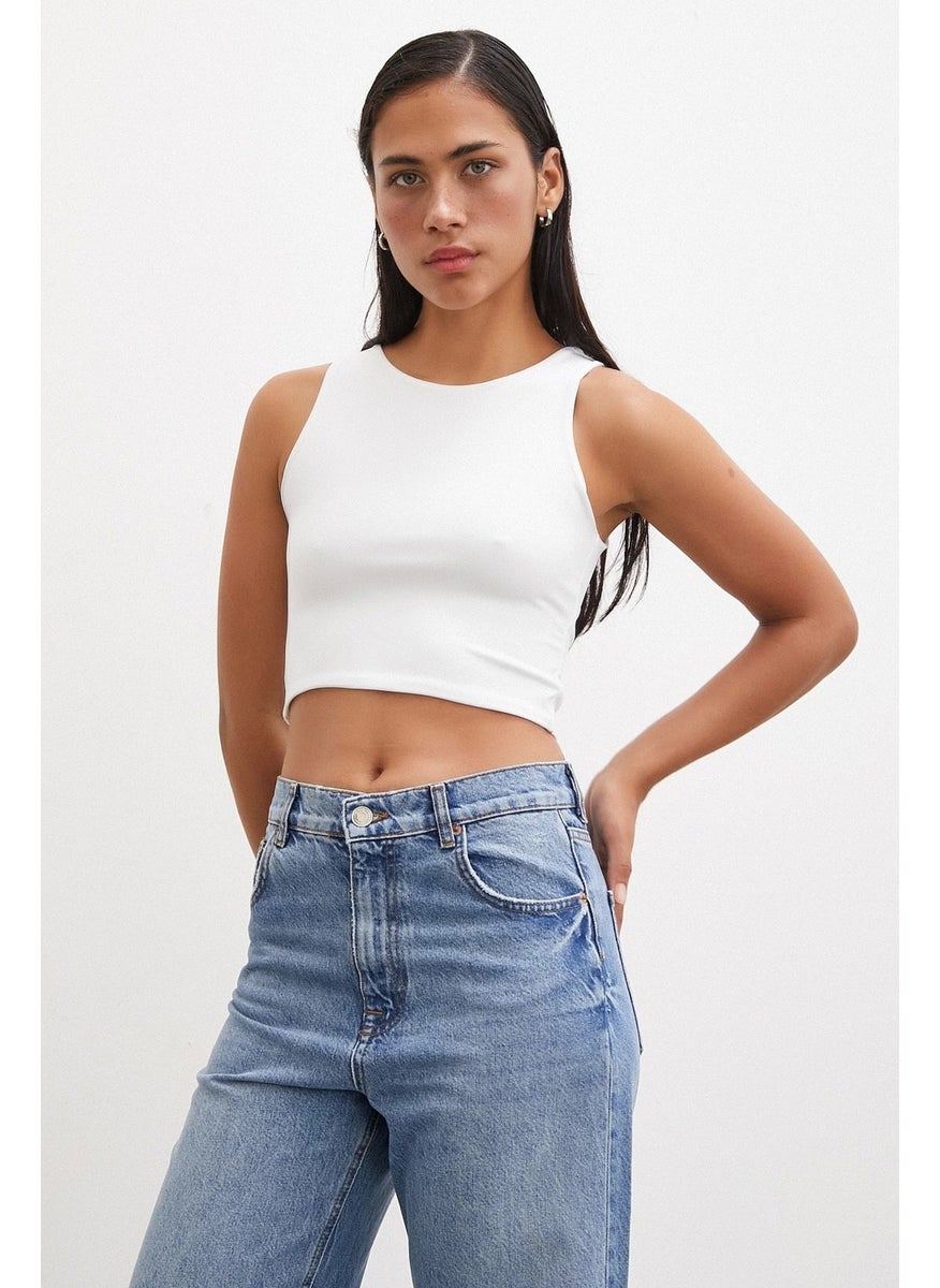 Never More Basic Crop Top White  - Image 1