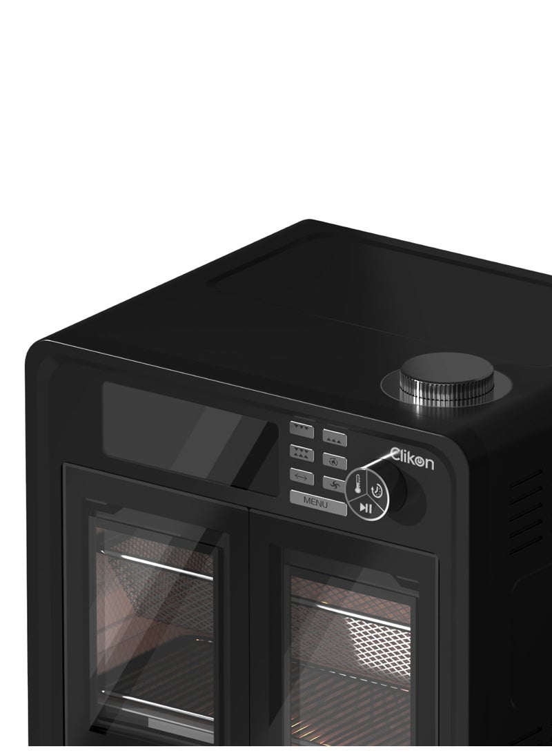 Clikon 28L Air fryer with Oven For Air Fry, Bake, Reheat With 18 in 1 Present Cooking Function,Overheating Protection,Digital LED Display With Glass French Doors, 28 L 1700 W CK373 Black - Image 2
