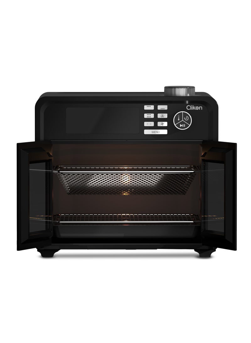 Clikon 28L Air fryer with Oven For Air Fry, Bake, Reheat With 18 in 1 Present Cooking Function,Overheating Protection,Digital LED Display With Glass French Doors, 28 L 1700 W CK373 Black - Image 4