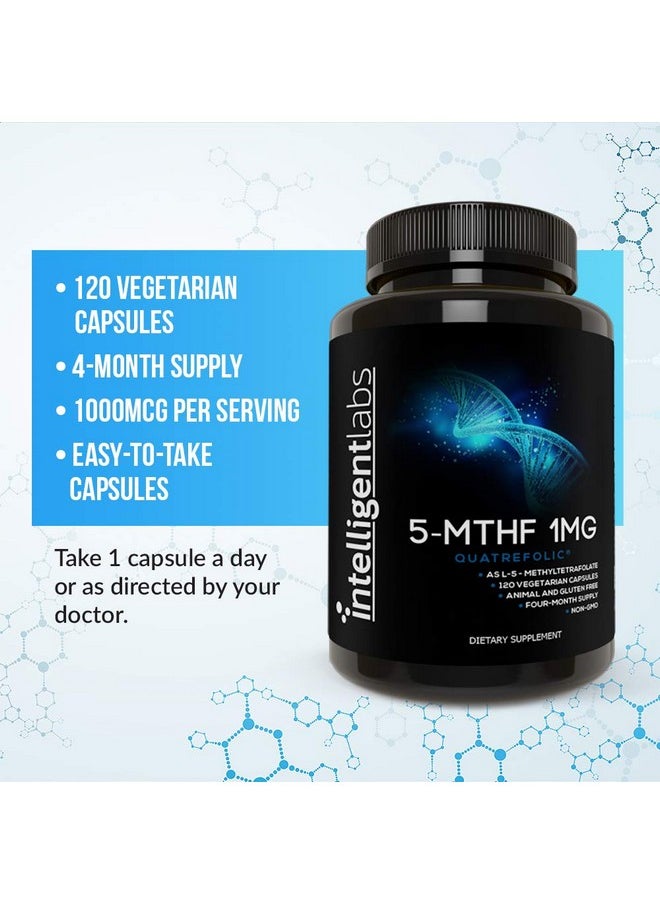 Intelligent Labs 1Mg 5Mthf Methylfolate 120 Capsules 4 Months Supply Best Value Folic Acid Supplement As Quatrefolic Acid Activated Folate 1Mg = 1000Mcg 5 Methyltetrahydrofolate  - Image 3