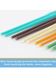 KASTWAVE 10 Pairs Chopsticks, Reusable Dishwasher Safe 9.5 Inches Premium Chop Sticks for Sushi, Ramen, Asian Cuisine, Matte Non-slip, Bear Head Style, Macaron Color  - Image 4