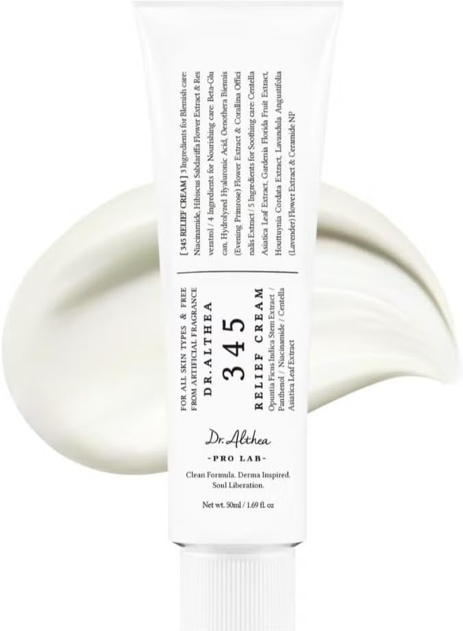 Dr.althea 345 Relief Cream | Daily Face Moisturizer | Blemish Relief Care | Soothing Recovery & Moisture with Niacinamide, Panthenol | Korean Vegan Skin Care for All Skin Types | 1.69 Fl Oz - Image 1