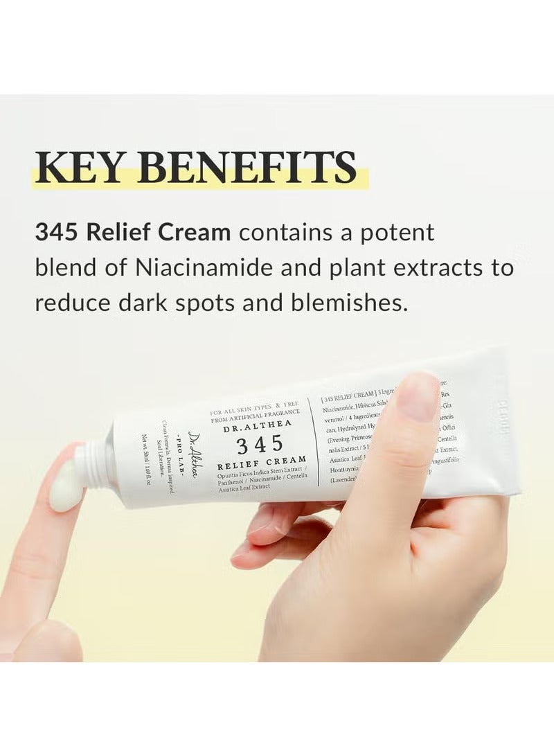 Dr.althea 345 Relief Cream | Daily Face Moisturizer | Blemish Relief Care | Soothing Recovery & Moisture with Niacinamide, Panthenol | Korean Vegan Skin Care for All Skin Types | 1.69 Fl Oz - Image 3