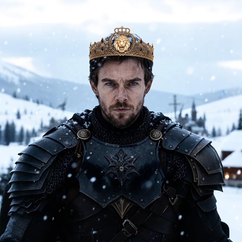 JITINX King Crown and Birthday Sash, King Crown for Men,Gold Men's Tiara Prince Diadem,Royal Medieval Cosplay Birthday Prom Halloween Hair Accessories (Antique Gold Black Crown) - Image 4