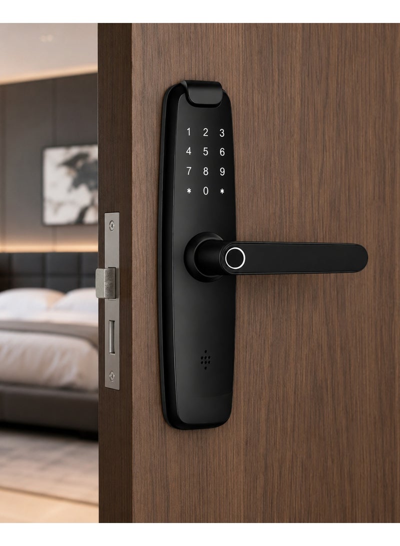Hans Smart Room Door Lock - Advanced Fingerprint, Card, Password & Mechanical Key Access Control System - Optional APP & Remote Support - Modern Security Handle Lock - HR-02 - Image 3