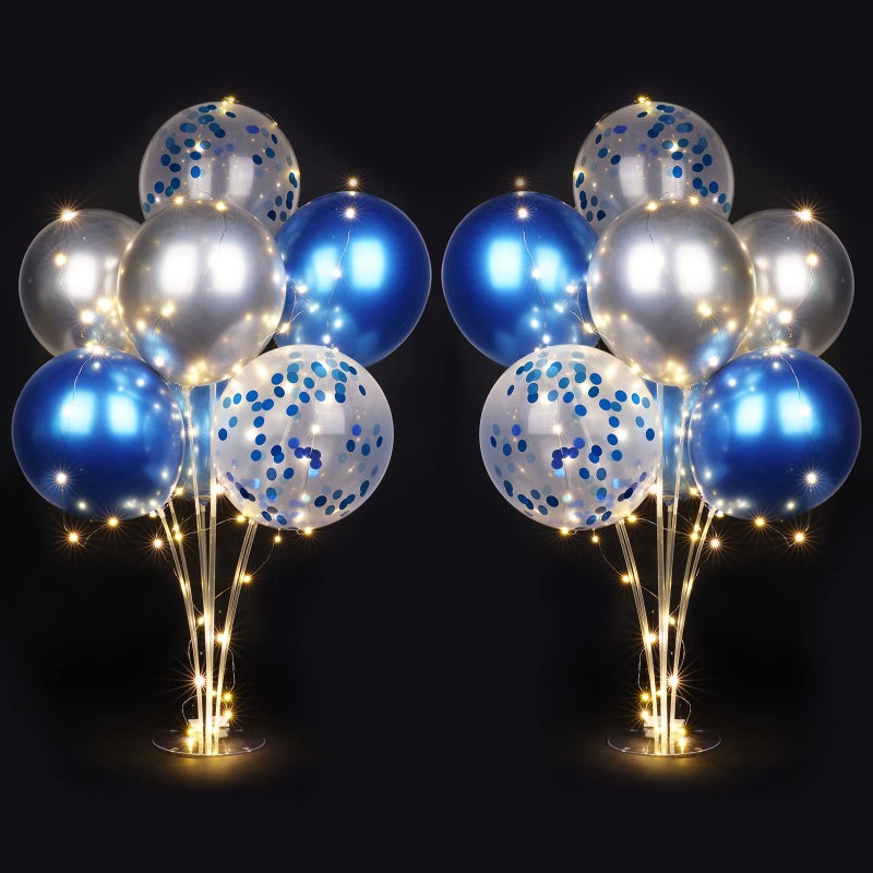 Ainiv 2 Set Table Balloon Stand Kit with Lights Balloon Centerpieces for Tables Include 16 Latex Confetti Balloons Christmas Centerpieces Tables Decorations for Birthday Weddings Anniversary - Image 2