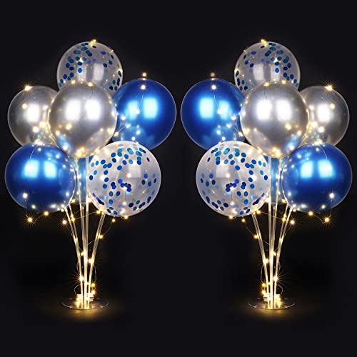 Ainiv 2 Set Table Balloon Stand Kit with Lights Balloon Centerpieces for Tables Include 16 Latex Confetti Balloons Christmas Centerpieces Tables Decorations for Birthday Weddings Anniversary - Image 1