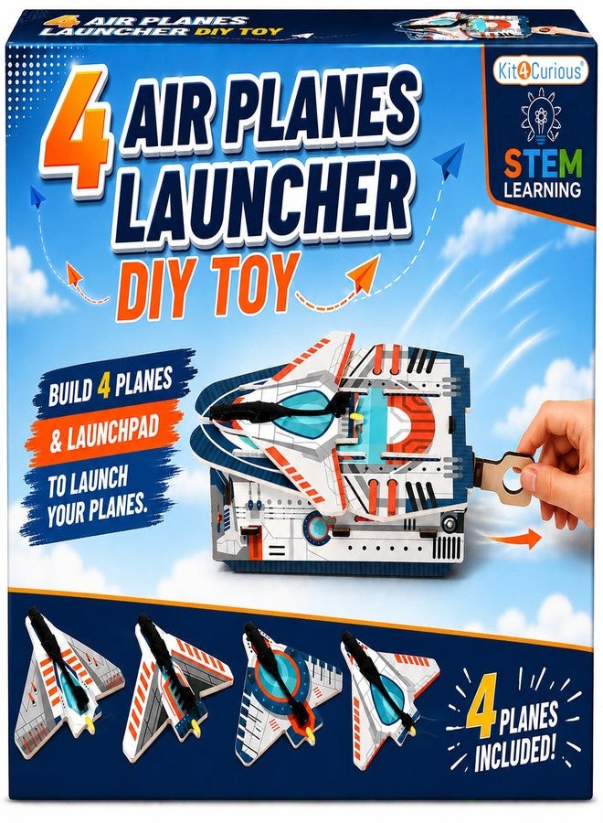 كيت 4 كيوريس مجموعة Kit4Curious® لإطلاق الطائرات 4 في 1، لعبة تركيب ذاتي للأطفال من 6 إلى 14 عامًا | اصنع وأطلق 4 طائرات | مجموعة مقلاع لإطلاق الطائرات | هدية عيد ميلاد للأولاد والبنات | لعبة تعليمية STEM للأطفال من 6 إلى 14 عامًا - Image 1