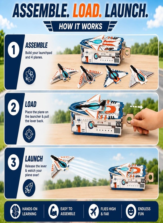 كيت 4 كيوريس مجموعة Kit4Curious® لإطلاق الطائرات 4 في 1، لعبة تركيب ذاتي للأطفال من 6 إلى 14 عامًا | اصنع وأطلق 4 طائرات | مجموعة مقلاع لإطلاق الطائرات | هدية عيد ميلاد للأولاد والبنات | لعبة تعليمية STEM للأطفال من 6 إلى 14 عامًا - Image 3