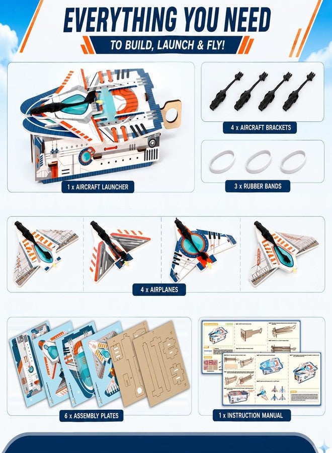 كيت 4 كيوريس مجموعة Kit4Curious® لإطلاق الطائرات 4 في 1، لعبة تركيب ذاتي للأطفال من 6 إلى 14 عامًا | اصنع وأطلق 4 طائرات | مجموعة مقلاع لإطلاق الطائرات | هدية عيد ميلاد للأولاد والبنات | لعبة تعليمية STEM للأطفال من 6 إلى 14 عامًا - Image 4