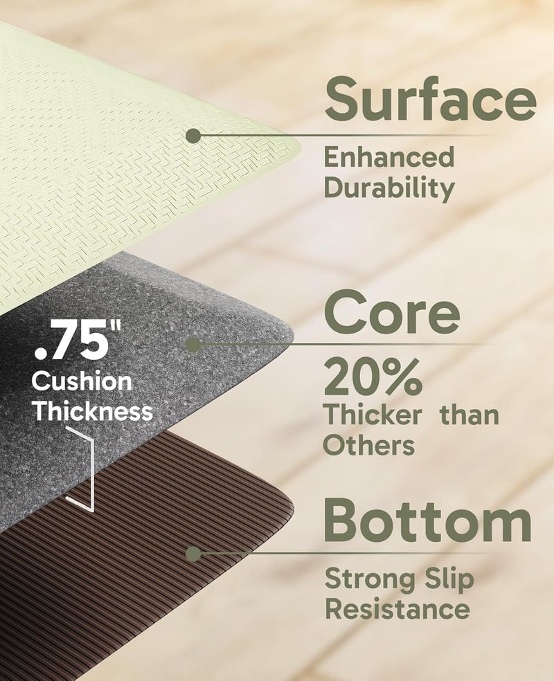 Ophanie Kitchen Mats for Floor, 3/4 Inch, 20x32 Anti Fatigue Cushioned Mat with 99+ Pairs of Anti-Slip Bottom Ridges,Kitchen Rugs,Waterproof,Comfort Ergonomic Standing Mat for Office,Home,Sink - Image 4