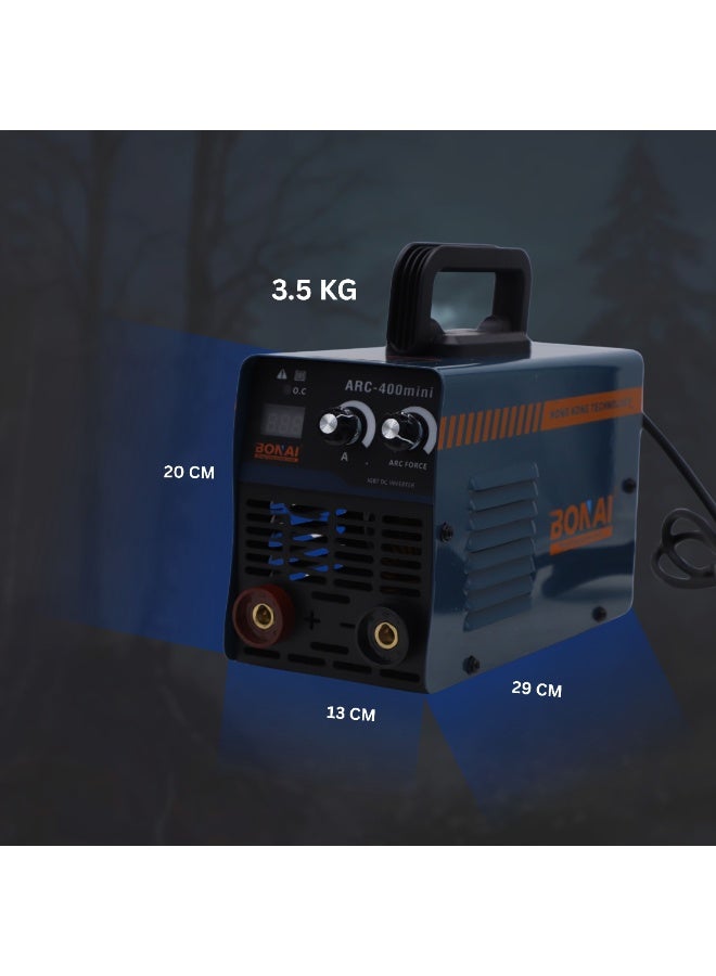 Bonai ARC-400Mini Inverter Welder | 220V-240V MMA Stick Welding Machine | IGBT Technology, Portable Design | Model BN-HK87 | IP21 Rated, Insulation Grade F - Image 3