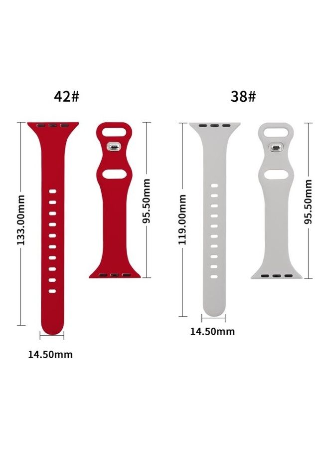 NIBEMINENT Slimming 8-Buckle Silicone Replacement Strap Watchband For Apple Watch Series 7/6/SE/5/4/3/2/1 45/44/42mm Red - Image 3
