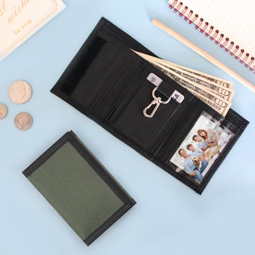 Lamiza Kids Wallet for Boys Girls Teens Trifold, Canvas Toddler Wallet for Boys, Cute Zipper Wallets Youth with Coin Pocket Card Holders, Novelty Wallets for Childrens Birthday Gifts (Green) - Image 2