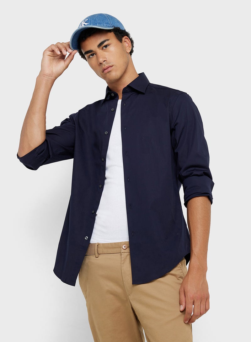 CALVIN KLEIN Regular Fit Stretch Poplin Dress Shirt - Image 1