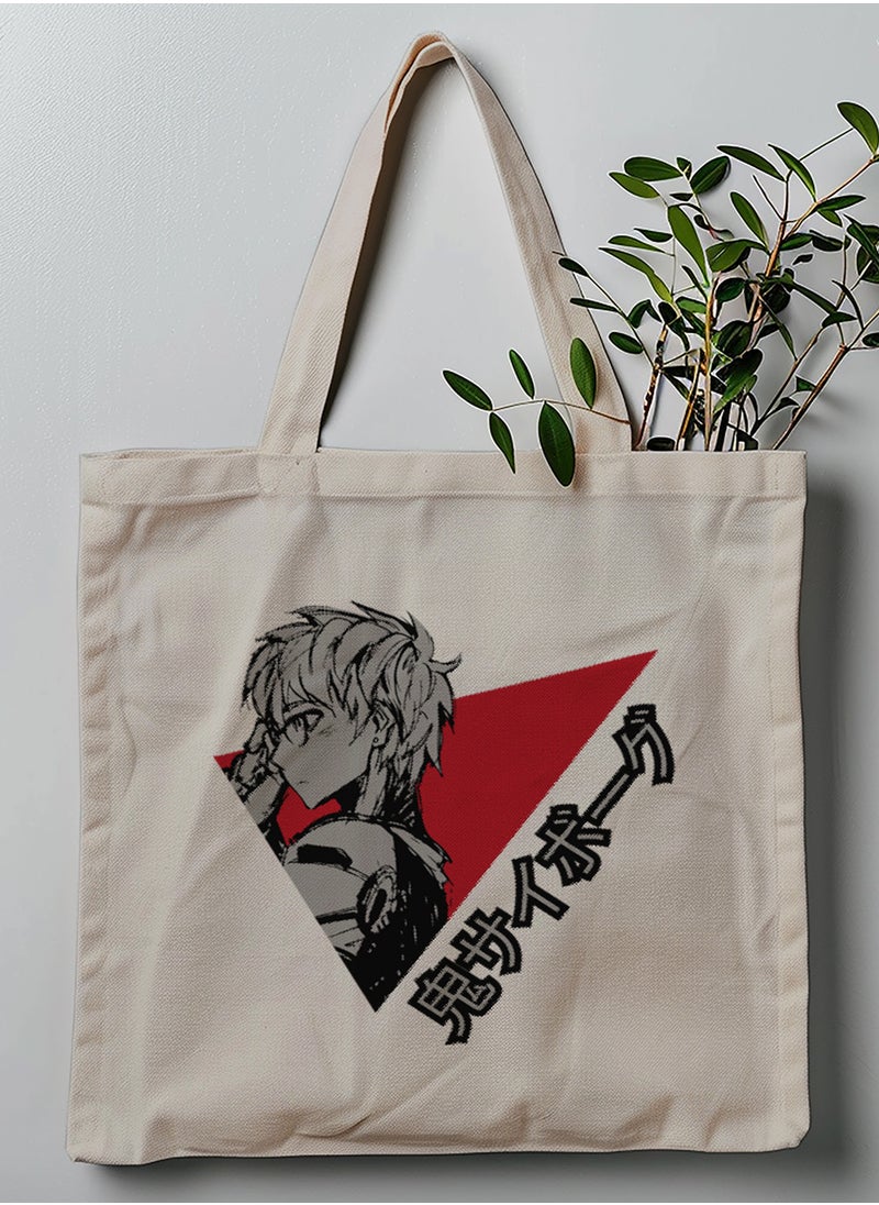 LOWHA - Polyester Tote Bag with Shoulder Straps and A Guy With Glasses Anime Pattern - Image 1