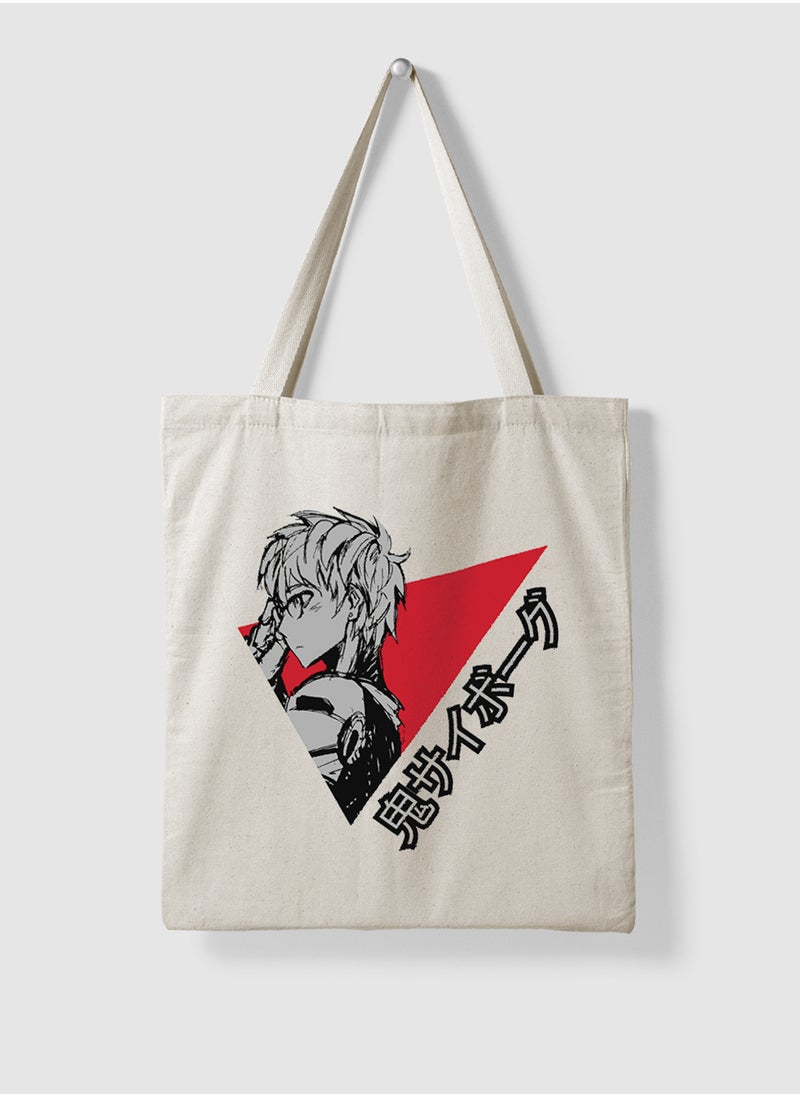 LOWHA - Polyester Tote Bag with Shoulder Straps and A Guy With Glasses Anime Pattern - Image 1