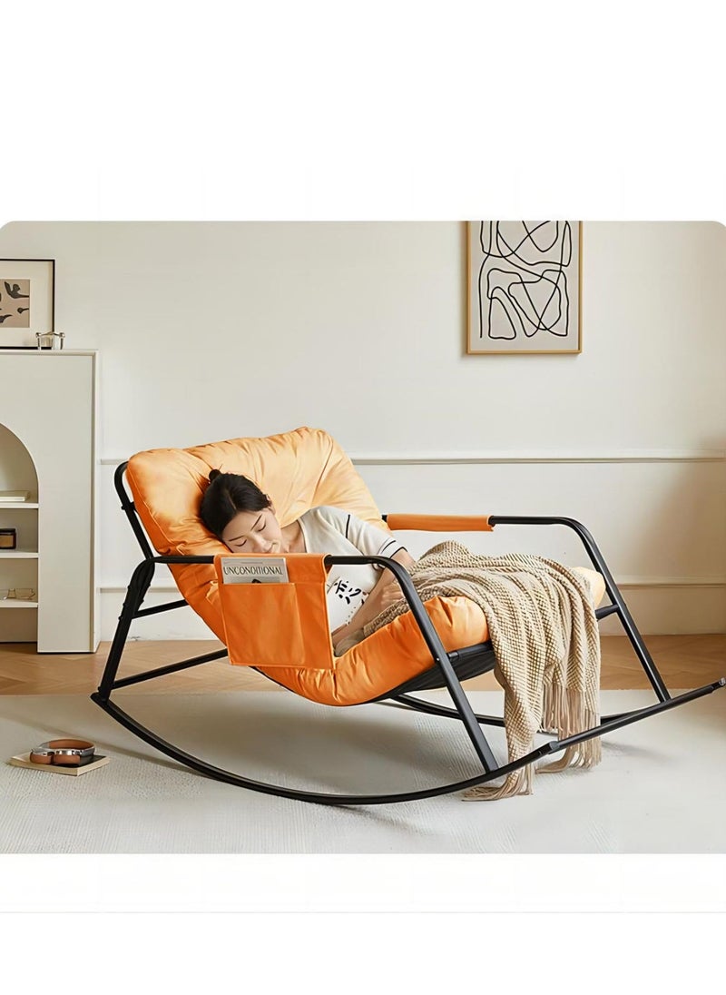 Cool Baby COOLBABY Oversized Rocking Chair Casual Side Armchair Comfortable Lunch Break Chair Thick Technical Cloth Cushion Steel Legs Suitable for Living Room Bedroom and Balcony  - Image 1