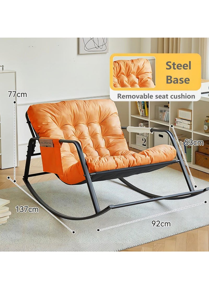Cool Baby COOLBABY Oversized Rocking Chair Casual Side Armchair Comfortable Lunch Break Chair Thick Technical Cloth Cushion Steel Legs Suitable for Living Room Bedroom and Balcony  - Image 2