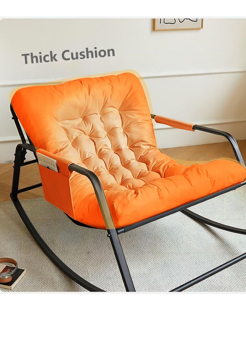 Cool Baby COOLBABY Oversized Rocking Chair Casual Side Armchair Comfortable Lunch Break Chair Thick Technical Cloth Cushion Steel Legs Suitable for Living Room Bedroom and Balcony  - Image 3