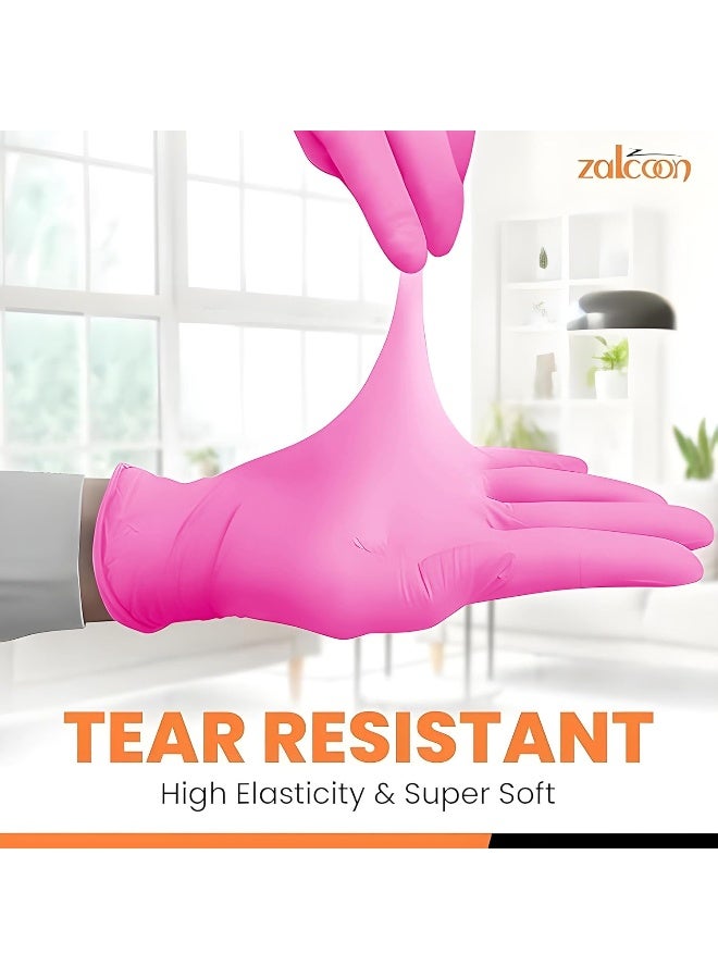 Zalcoon Disposable Gloves Nitrile Exam Gloves Pink Powder-Free Non-Sterile Food Safe Cleaning Gloves, Large, Case of 500 (5 Pack x 100 Pieces)  - Image 5