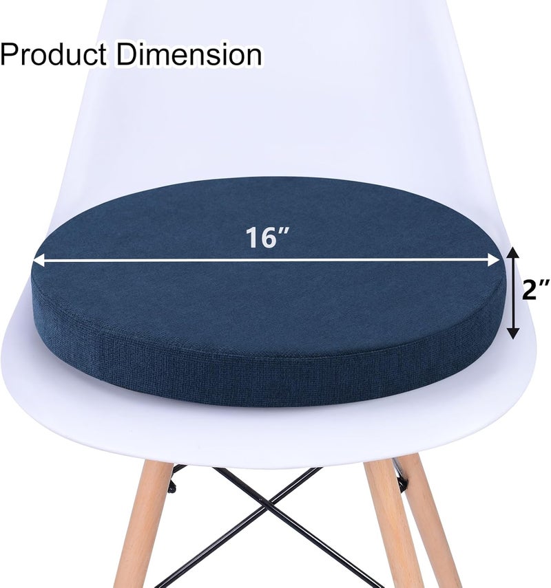 Tromlycs Round Chair Seat Cushion Pad 16 inch for Circle Bistro Chairs Non Slip Foam Cushion Navy Blue - Image 3