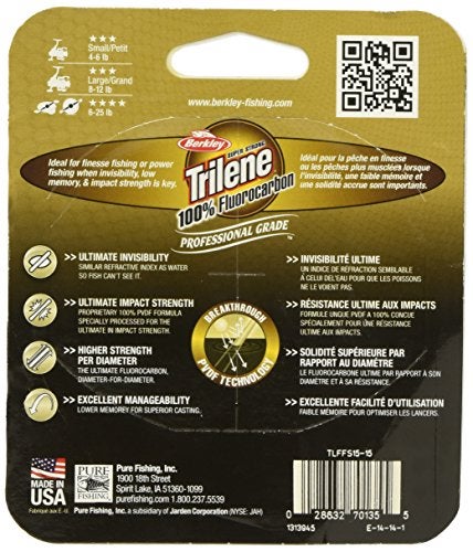 Berkley Trilene® 100% Fluorocarbon, Clear, 20lb | 9kg, 200yd | 182m Fishing Line, Suitable for Freshwater Environments - Image 2