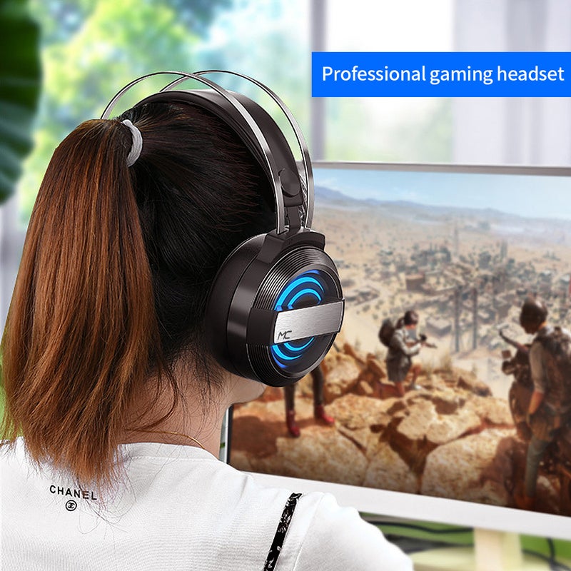 سماعة ألعاب سلكية Q9 Gaming Headset بميكروفون تقليل الضوضاء بزاوية 360 درجة، ضوء تنفس ملون، مدخلين 3.5مم + USB، لون أسود - Image 4