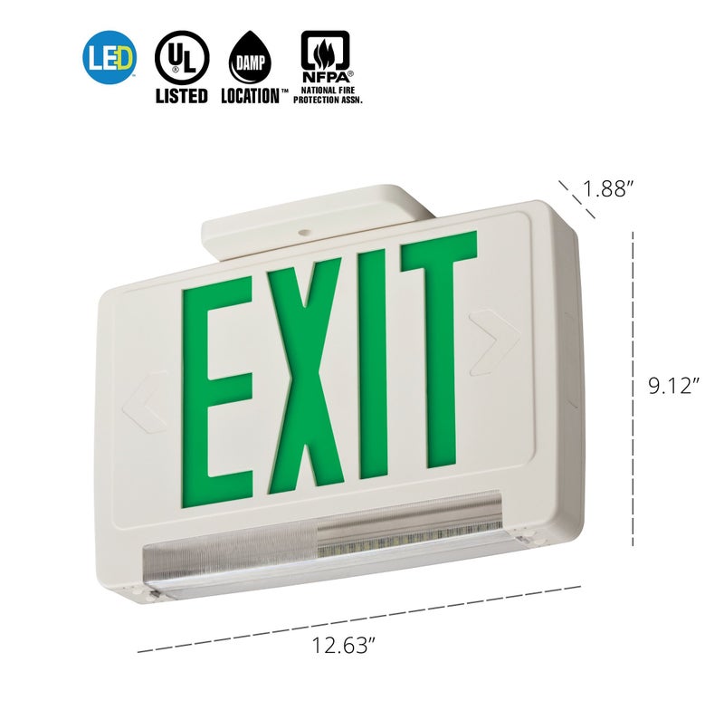 Lithonia Lighting ECBG LED M6 LED Exit and Emergency Light Bar Combo Fixture with Back Up Battery, Green Letters - Image 4