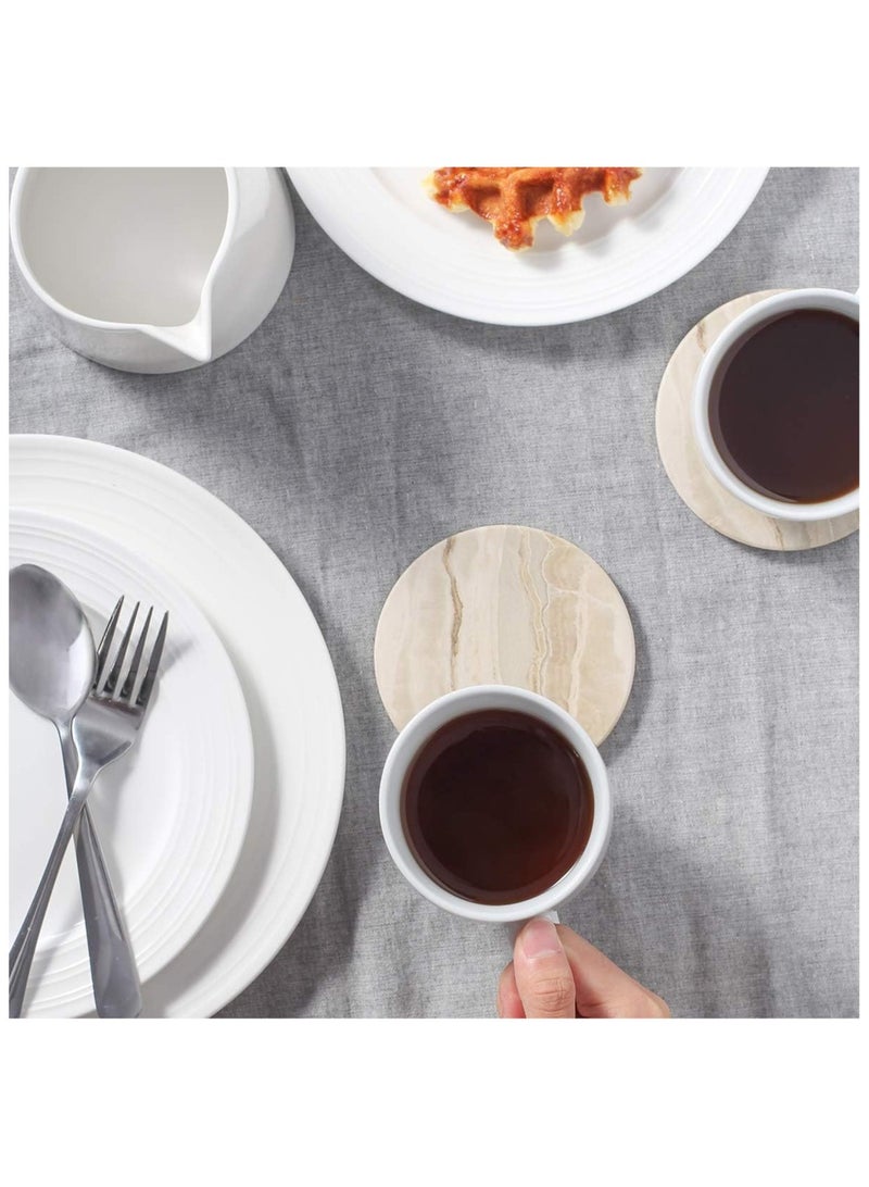 Arabest 6Pcs Drink Coasters with Holder, Marble Style Ceramic Drink Coaster, Absorbent Coasters Set Suitable for Kinds of Cups, Modern Style Coasters for Coffee Table, 4 Inches - Image 3