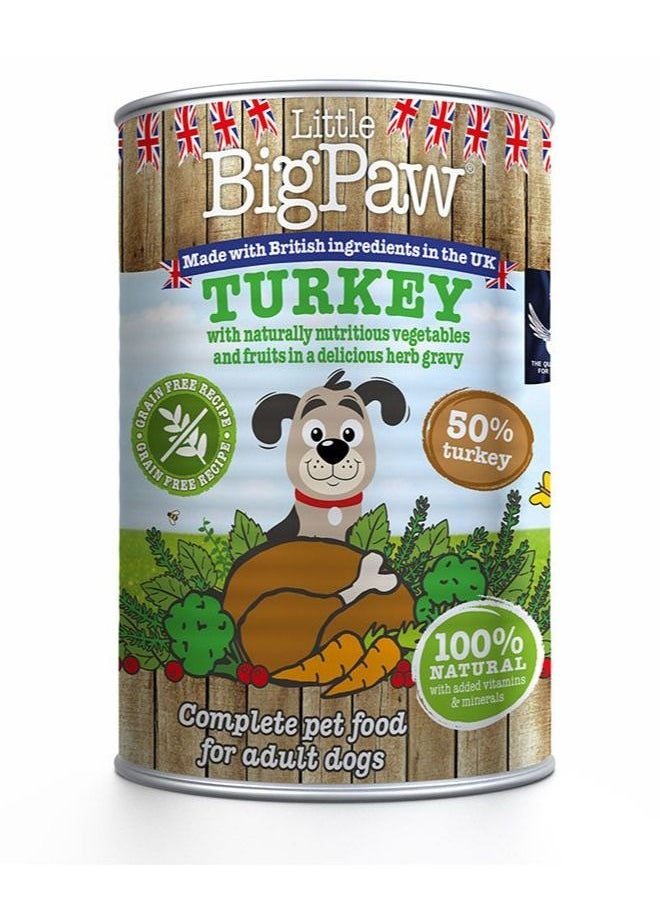 Little Big Paw - Little Big Paw Turkey With Vegetable And Fruits Puppies Dog Wet Food Tin 390g - Image 1