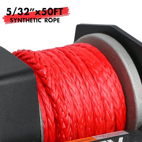 XPV AUTO 2500lbs Electric Winch 12V Synthetic Rope Nylon Towing Winches for ATV UTV Boat Trailer - Image 3