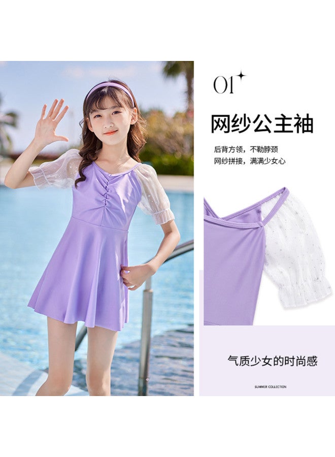 YouYou Swimsuit Children's Swimsuit Big Kids Girls One-piece Fashion Training Two-piece Swimsuit Girls Hot Spring Swimming Set - Image 4