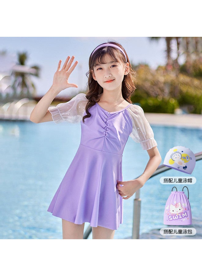 YouYou Swimsuit Children's Swimsuit Big Kids Girls One-piece Fashion Training Two-piece Swimsuit Girls Hot Spring Swimming Set - Image 2