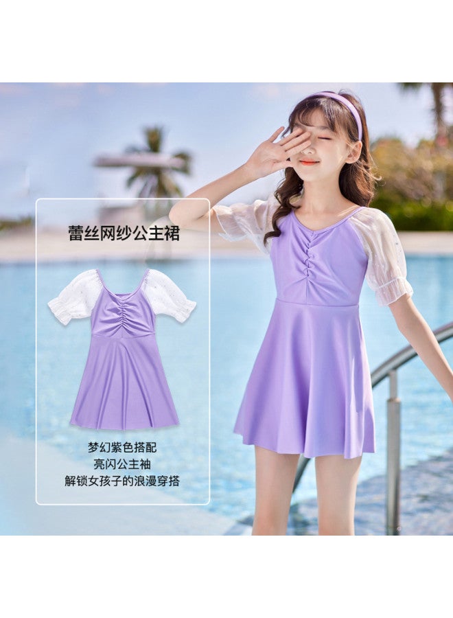 YouYou Swimsuit Children's Swimsuit Big Kids Girls One-piece Fashion Training Two-piece Swimsuit Girls Hot Spring Swimming Set - Image 5