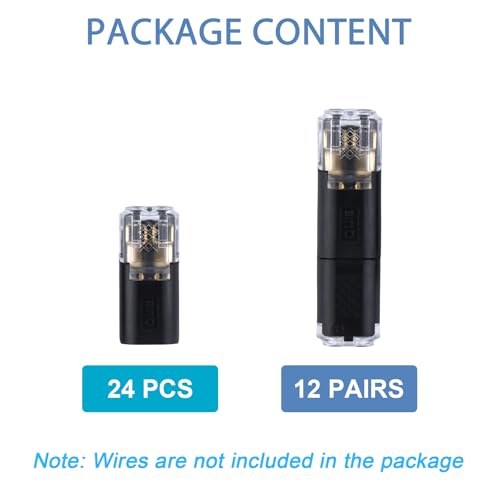 Brightfour Pluggable Low Voltage Wire Connectors, No Stripping 12v 2 Wires Plug-in LED Wire Connectors for AWG 20-22 (12 Pairs) - Image 4