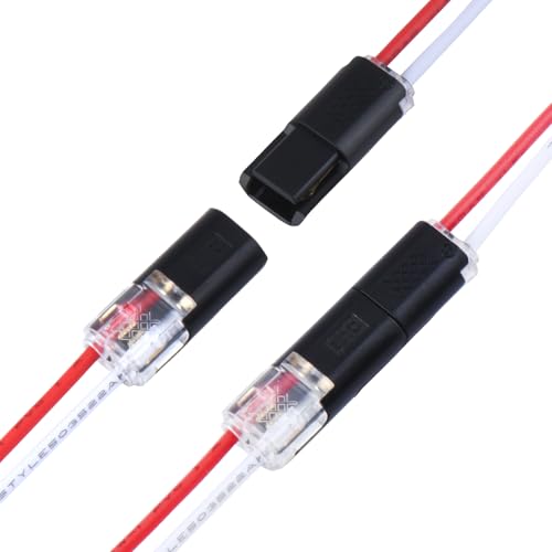 Brightfour Pluggable Low Voltage Wire Connectors, No Stripping 12v 2 Wires Plug-in LED Wire Connectors for AWG 20-22 (12 Pairs) - Image 1