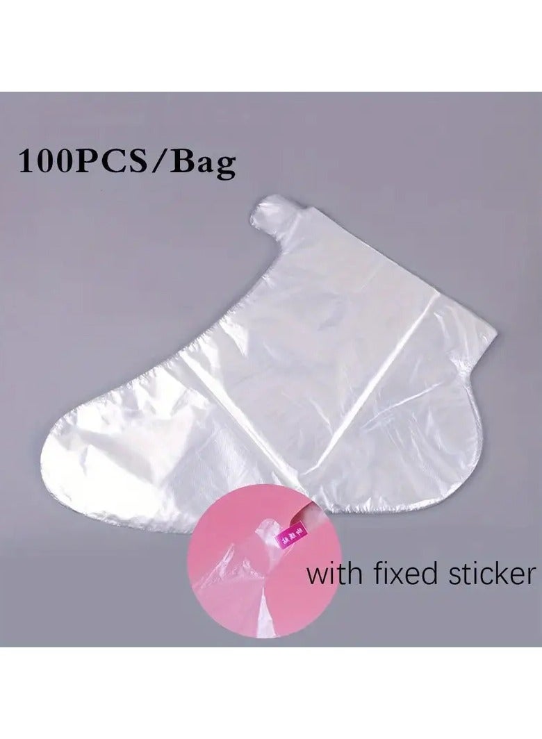 Ucanbe 100 Pcs Transparent Disposable Foot Bags: Detox SPA Covers, PE Plastic Foot Film, Chapped Feet Care, Pedicure Tools - No Fragrance - Image 1