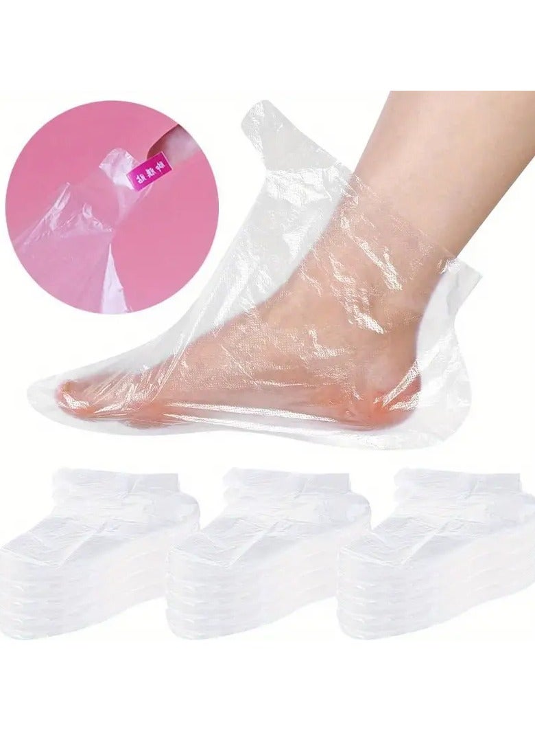 Ucanbe 100 Pcs Transparent Disposable Foot Bags: Detox SPA Covers, PE Plastic Foot Film, Chapped Feet Care, Pedicure Tools - No Fragrance - Image 3