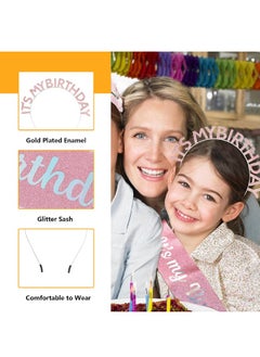 Generic Birthday Girl Sash & Headband Set, Birthday Crowns for Women, IT'S MY BIRTHDAY Headband & ITS MY BIRTHDAY Sash for Girl, Birthday Headband for Women Parties Favors Gift (Pink)  - Image 3