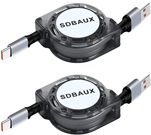 SDBAUX Car Carplay Cable for iPhone 17 16 15 Pro Max Cable, Retractable USB A to Type C Charger Cord QC 3.0 Fast Charging Data Sync Compatible with Galaxy S25 S24 S10 Note G6 G5 PS5 and More (Grey-2Pack) - Image 1