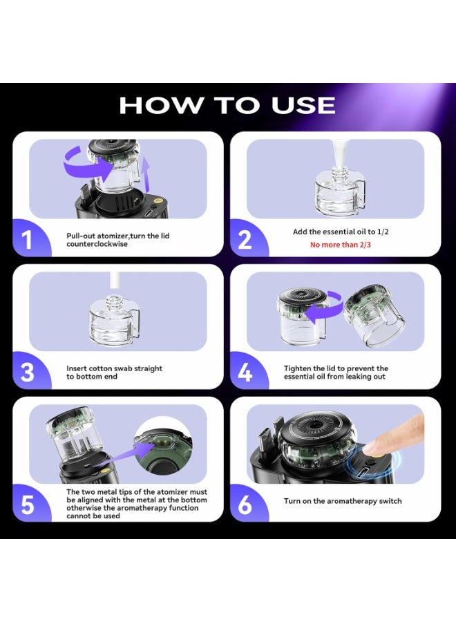 DmarQa 6-in-1 Starlight Car Charger 120W Fast Charging Aroma Diffuser with Retractable Cable, USB-C PD 30W, Dual Output Car Adapter, LED Ambient Light & Perfume Air Freshener for Car 12-24V - Image 5
