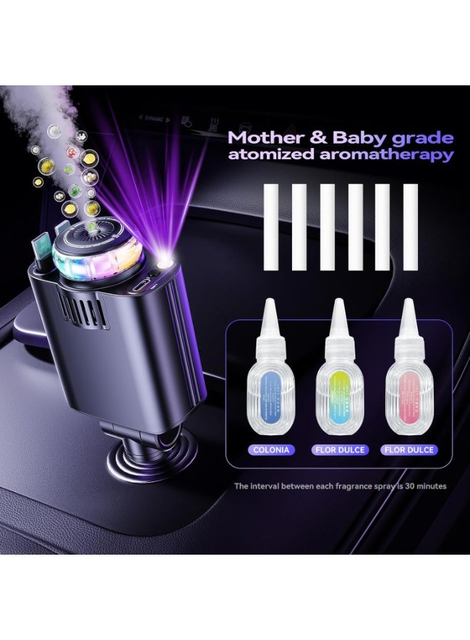 DmarQa 6-in-1 Starlight Car Charger 120W Fast Charging Aroma Diffuser with Retractable Cable, USB-C PD 30W, Dual Output Car Adapter, LED Ambient Light & Perfume Air Freshener for Car 12-24V - Image 4
