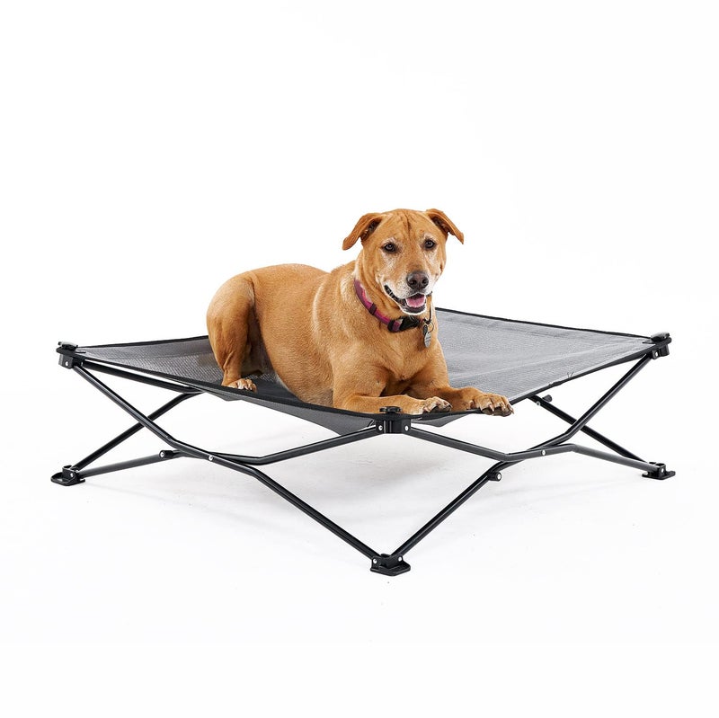 Coolaroo On-The-Go Elevated Dog Bed - Foldable Pop-Up Travel Dog Bed with Breathable, Moisture-Resistant Fabric, Carry Bag Included, Lightweight & Portable, Steel Gray, Large - Image 1