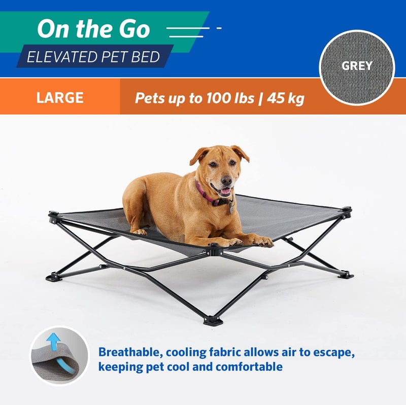 Coolaroo On-The-Go Elevated Dog Bed - Foldable Pop-Up Travel Dog Bed with Breathable, Moisture-Resistant Fabric, Carry Bag Included, Lightweight & Portable, Steel Gray, Large - Image 5
