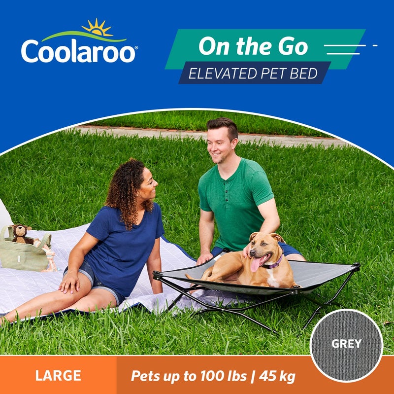 Coolaroo On-The-Go Elevated Dog Bed - Foldable Pop-Up Travel Dog Bed with Breathable, Moisture-Resistant Fabric, Carry Bag Included, Lightweight & Portable, Steel Gray, Large - Image 3