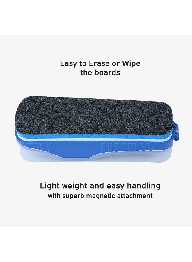 DOMS DOMS Fine Magnetic Whiteboard Duster Marker Set | Easy to Wipe | Refillable White Board Marker with Good Grip | Set of 2 Markers & 1 Duster | Blue & Black Ink, Pack of 1 - Image 5