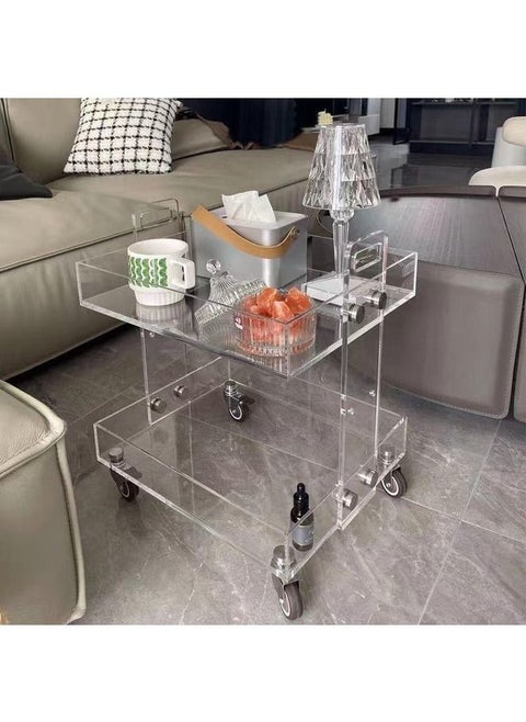 Original Acrylic Side Table,Clear Table with Wheels,rolling storage cart,Acrylic Bedside Tables/Night Stand - 41×34×48H cm